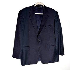 Hickey Freeman Worsted Wool Tuxedo Suit Size 48R Black Pinstripe One Button
